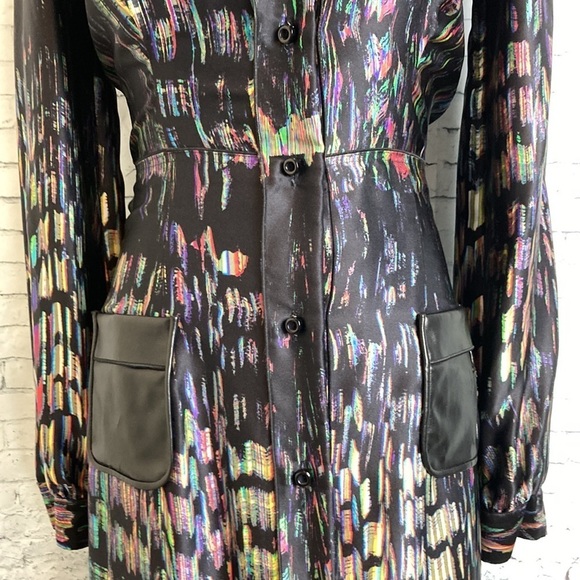 GILES Cinq a Sept SILK Dress Sz 40 US 4 Psychedelic Iridescent Maximalist Luxury - Picture 4 of 16